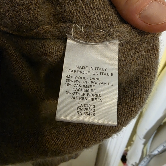 Bianco & Blu Cashmere And Wool Blend Mock Neck Tan Italian Made Sweater XL - Picture 4 of 7